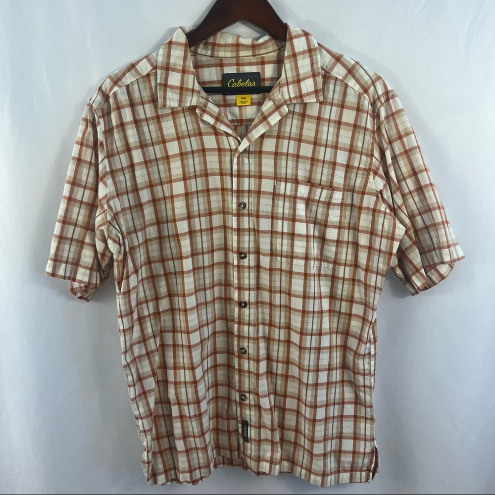 Cabela's Shirt Men's M Medium Plaid Shirt Button Down Short Sleeve Camp